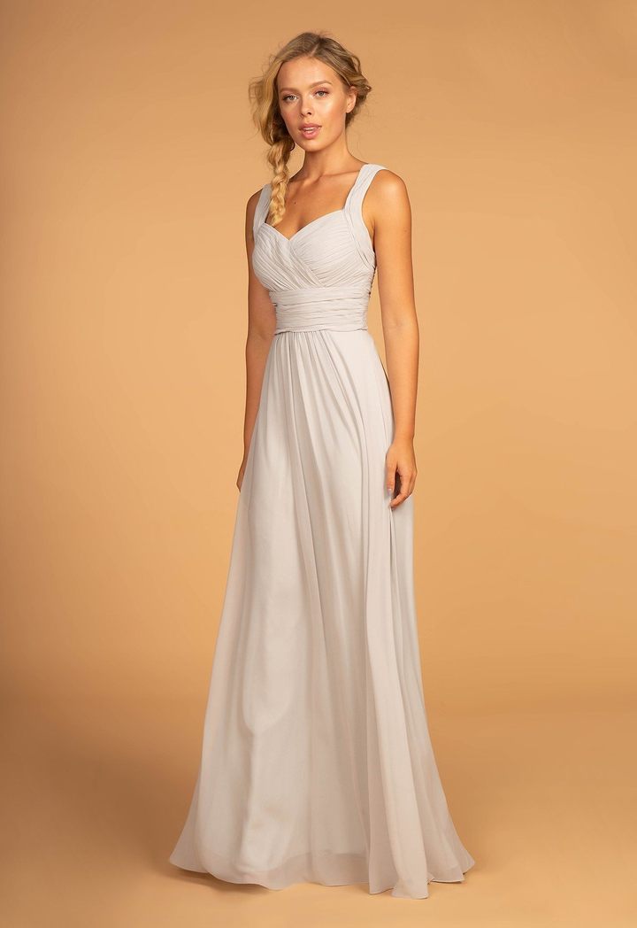White Ruched Sweet-Heart Flared Maxi