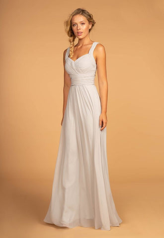 White Ruched Sweet-Heart Flared Maxi