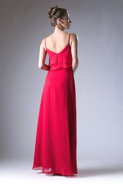 Maroon Red Ruffle Bodice Maxi Dress