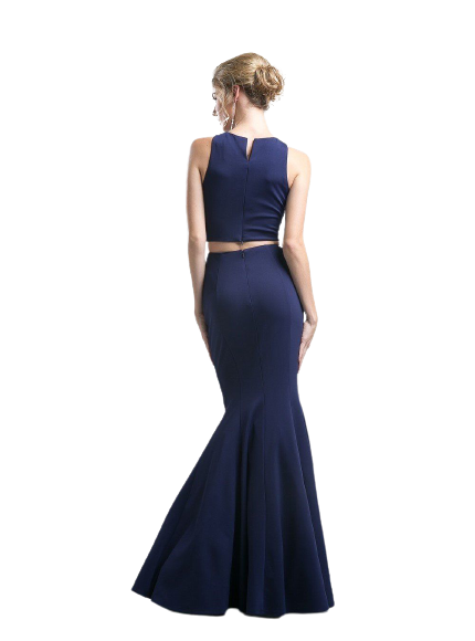 Navy Blue Sleeveless Two-Piece Set