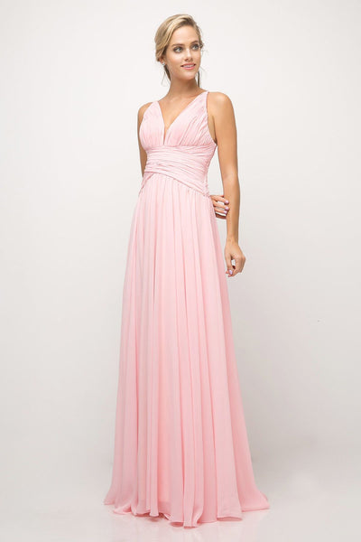Royal Blue V Neck Ruched Strap Maxi