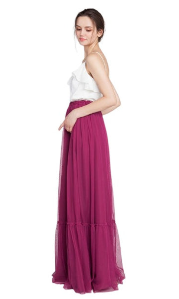 White & Burgundy Spaghetti Strap Maxi