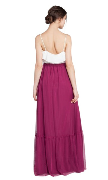 White & Burgundy Spaghetti Strap Maxi