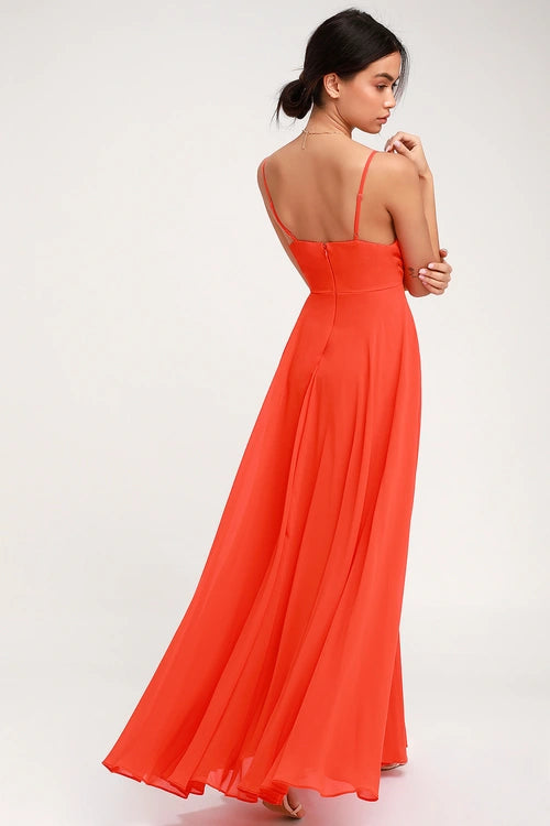 Lilac Ruched Strappy Flared Maxi