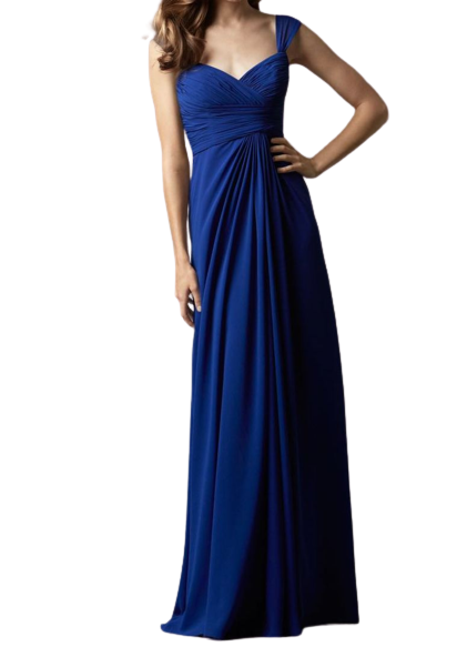 Royal Blue Sweet-Heart Ruched Neck Maxi