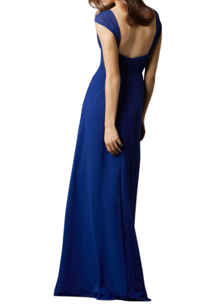 Royal Blue Sweet-Heart Ruched Neck Maxi