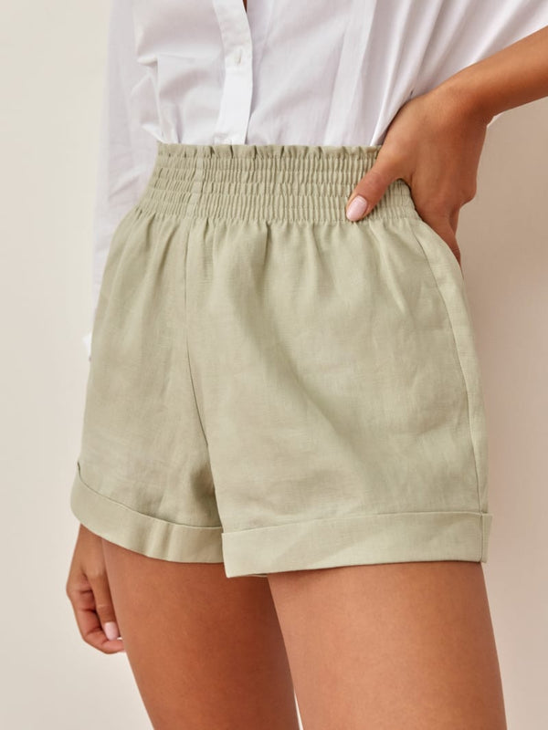 White Shirt With Linen Shorts Set