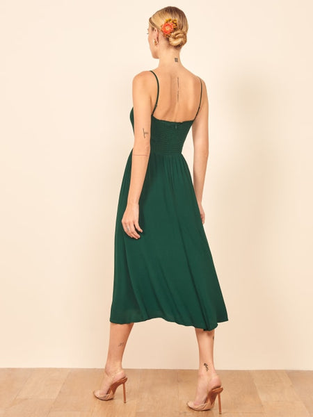 Bottle Green Spaghetti Strap Midi
