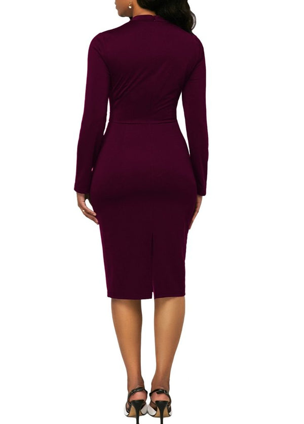 Color Block Bodycon Two-Tone Midi