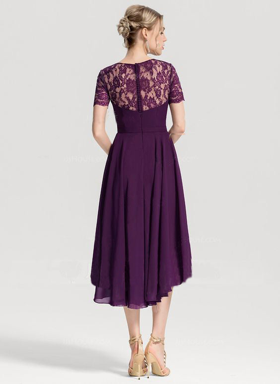Deep Purple Sweetheart Neck Hi-Low Midi