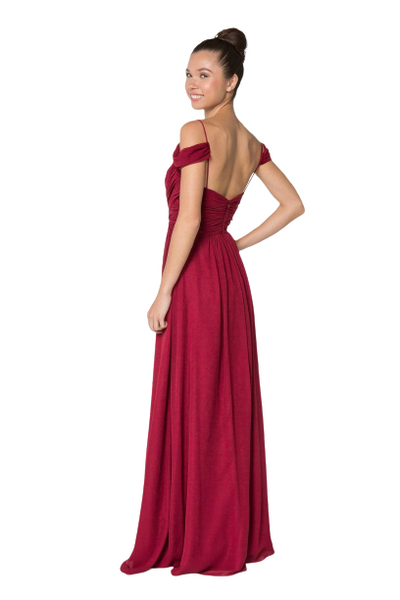 Navy Sweet-Heart Cold Shoulder Ruched Maxi