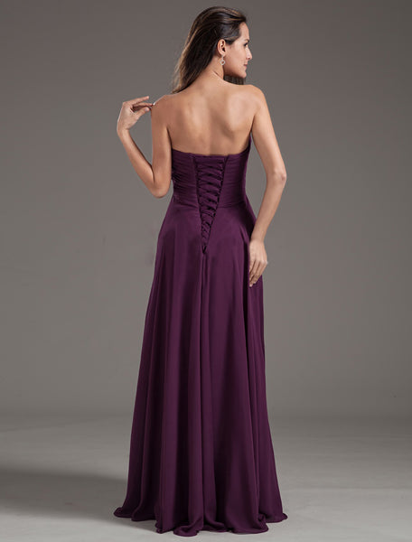 Strapless Sweetheart Neckline Pleated Maxi Dress