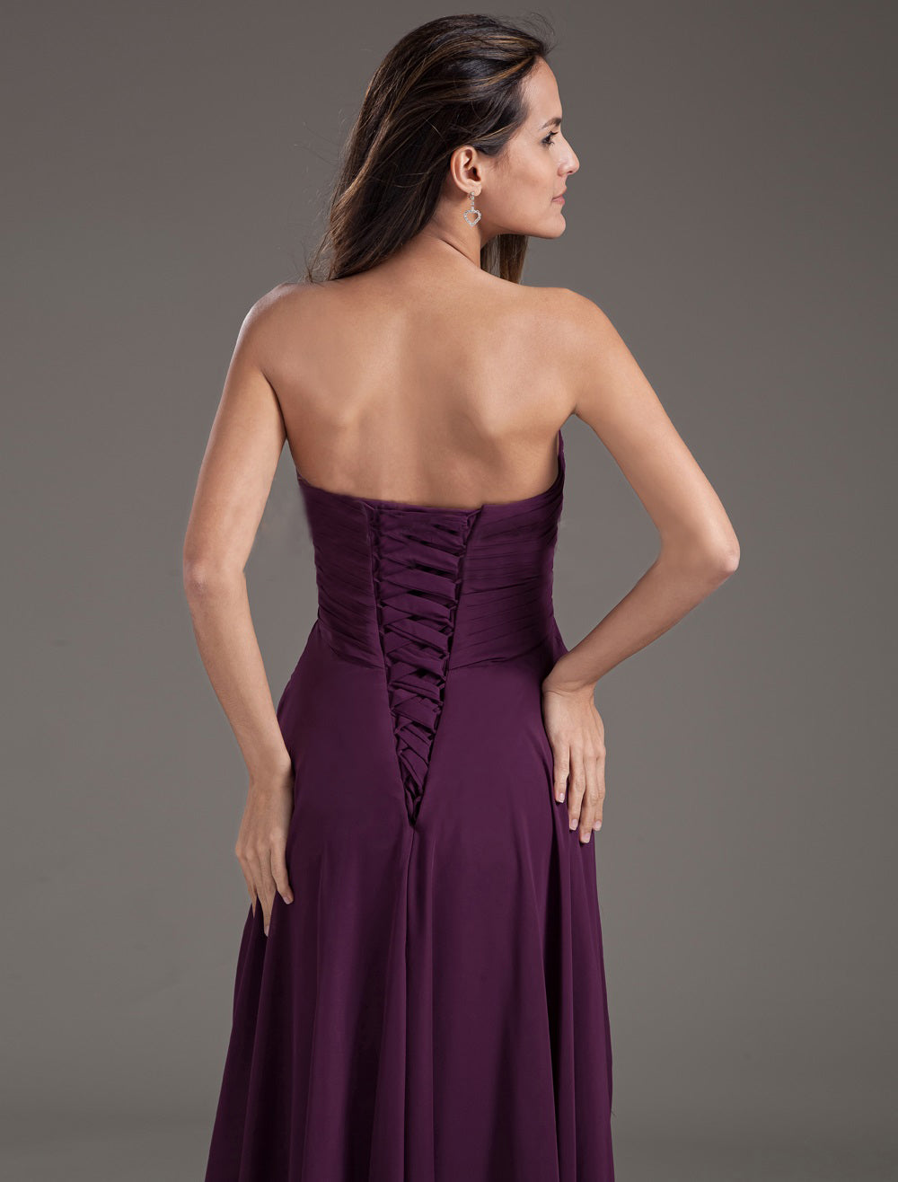 Strapless Sweetheart Neckline Pleated Maxi Dress