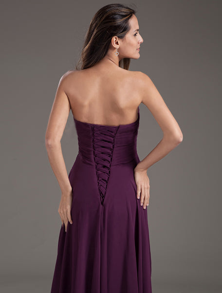 Strapless Sweetheart Neckline Pleated Maxi Dress