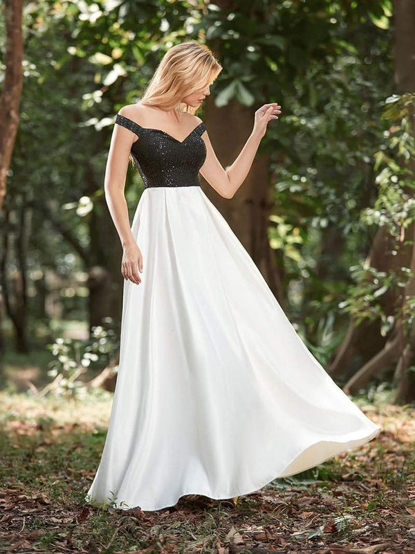 Glitter Effect Elegant Prom Dress