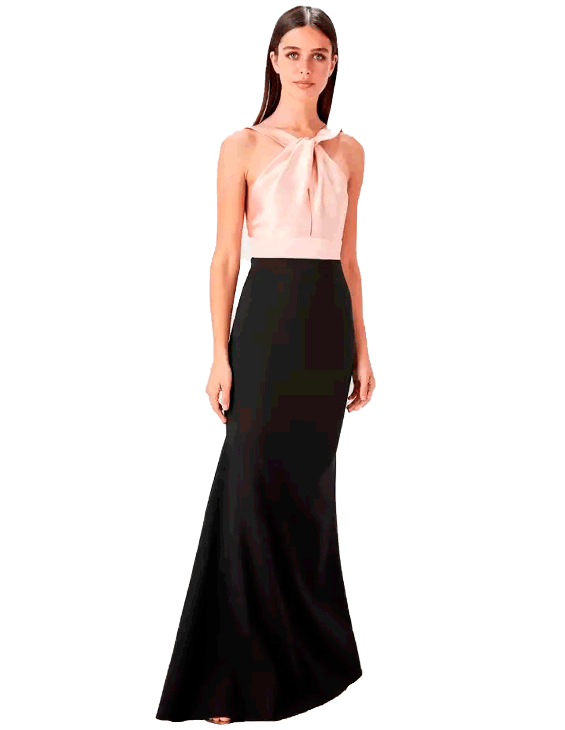 Blush Pink & Black Square Backless Gown