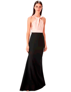 Blush Pink & Black Square Backless Gown