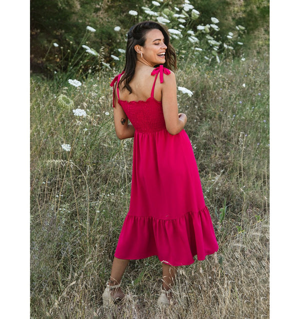 Magenta Pink Strappy Midi