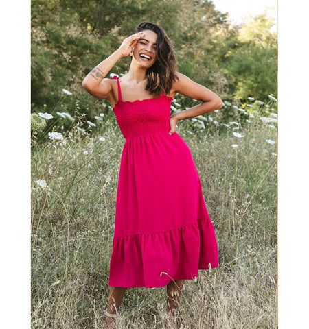 Magenta Pink Strappy Midi