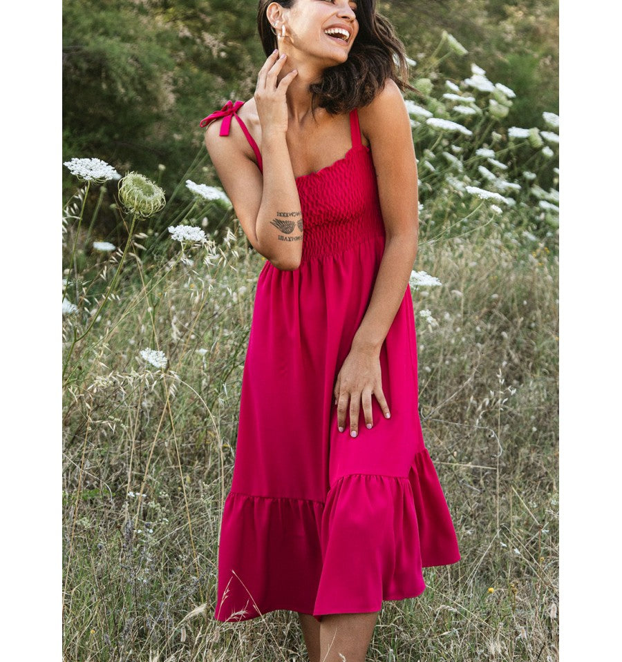 Magenta Pink Strappy Midi