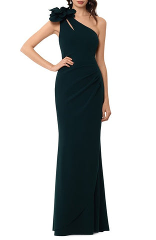 Deep Bottle Green One Shoulder Mermaid Gown