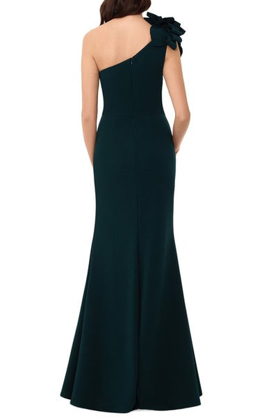 Deep Bottle Green One Shoulder Mermaid Gown